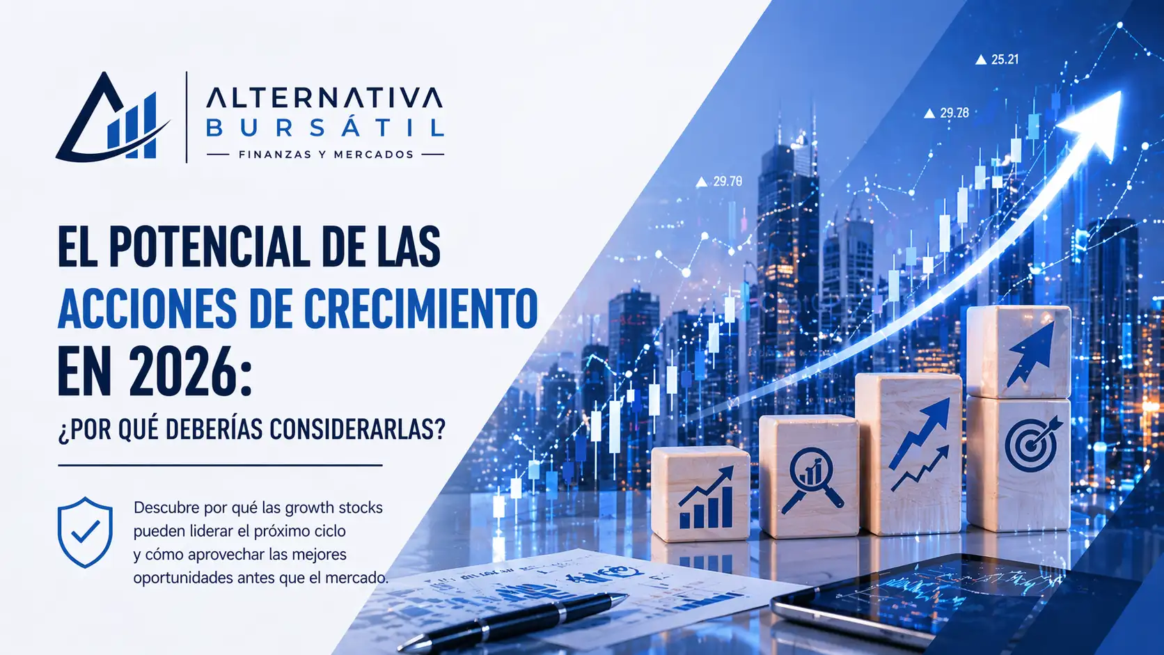 Imagen destacada del articulo: Acciones de Crecimiento en 2026: La Nueva Generación de Growth Stocks en la Era de la IA