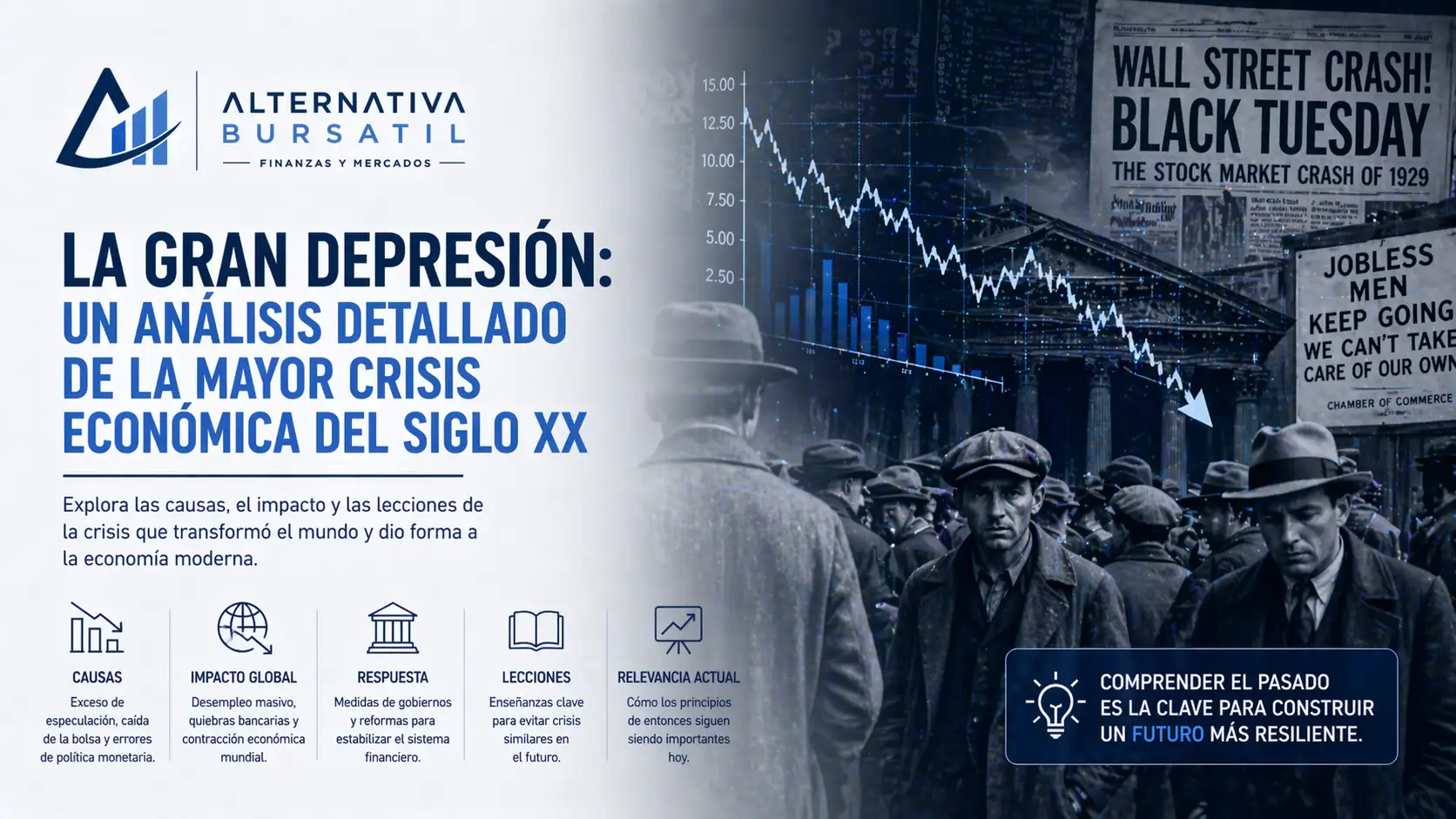 Imagen destacada del articulo: La Gran Depresión (1929-1939): Análisis Detallado de la Mayor Crisis Económica del Siglo XX y Lecciones para el Inversor de 2026