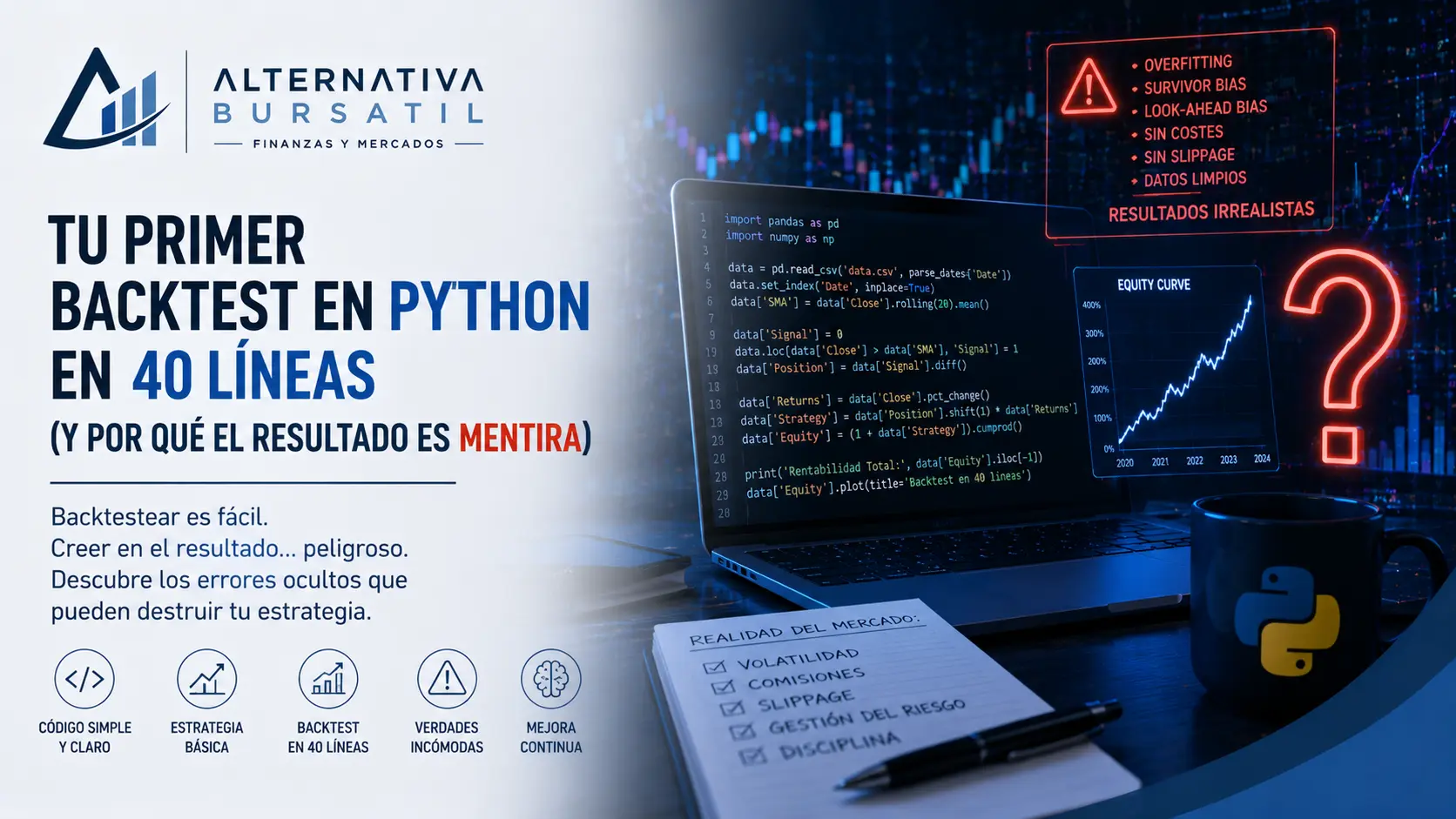 Tu primer backtest en Python en 40 líneas (y por qué el resultado es mentira)