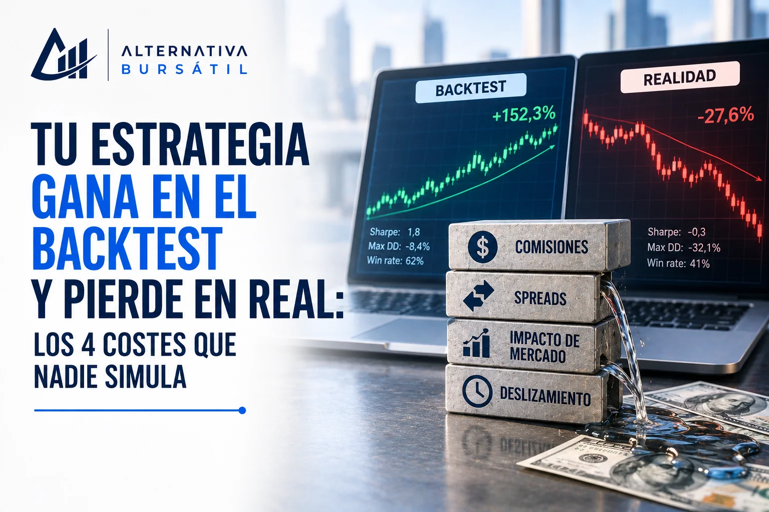 Tu estrategia gana en el backtest y pierde en real: los 4 costes que nadie simula